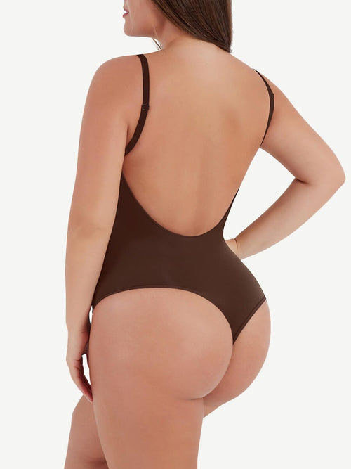 Seamless Open-Back Thong Bodysuit Shapewear