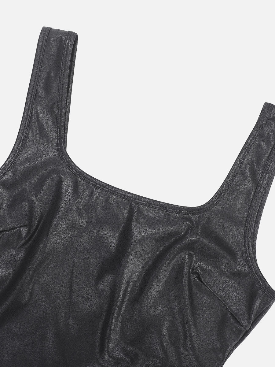 Leather Thong Shapewear Bodysuit