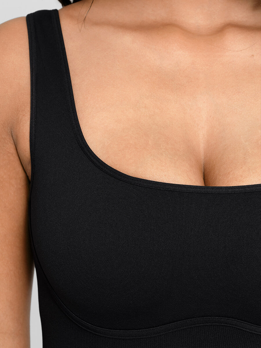 Seamless Flared Jumpsuit with Square Neck