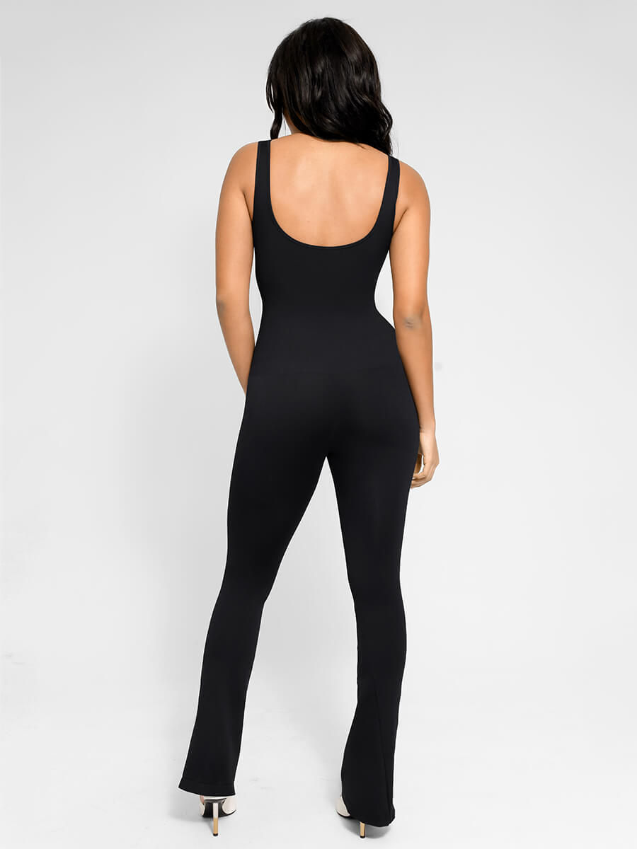 Seamless Flared Jumpsuit with Square Neck